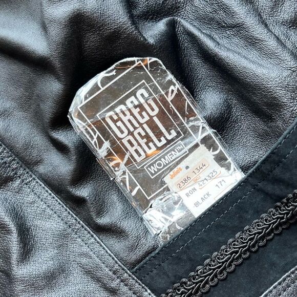 Vintage Greg Bell Leather 80’s Matrix Black Paisley Patchwork Long Trench Coat - Picture 6 of 16